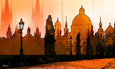 Arts numériques intitulée "Prague" par René Barranco, Œuvre d'art originale, Travail numérique 2D