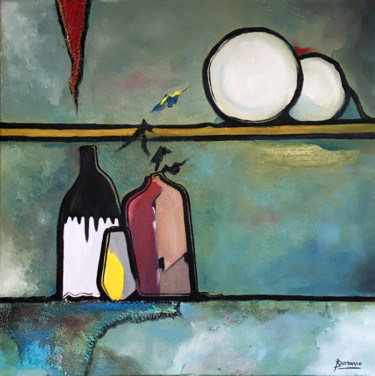 Painting titled "Nature morte à l'ét…" by René Barranco, Original Artwork, Oil