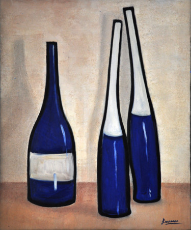 Peinture intitulée "3bouteilles" par René Barranco, Œuvre d'art originale, Huile