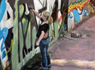 Street Art Painting titled "Street Art" by Barrie Walker, Original Art, Oil