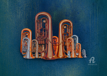 Digital Arts titled "Tuba or not tuba" by Bart Godelaine (Goiane), Original Artwork, Digital Painting