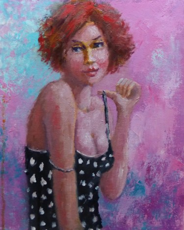 Painting titled "Ines" by Bart Buijsen, Original Artwork, Oil