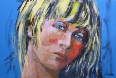 Painting titled "portret in blauw" by Bart Buijsen, Original Artwork, Acrylic