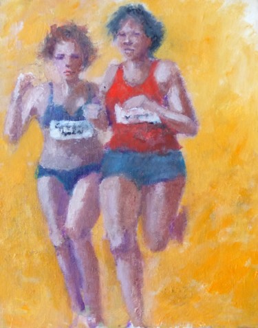 Painting titled "Atletiek" by Bart Buijsen, Original Artwork, Oil