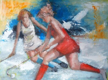 Schilderij getiteld "Hockey II" door Bart Buijsen, Origineel Kunstwerk, Olie