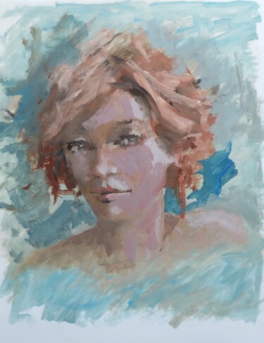 Painting titled "Portret 21.2" by Bart Buijsen, Original Artwork, Oil