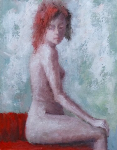 Schilderij getiteld "Red sofa" door Bart Buijsen, Origineel Kunstwerk, Olie