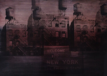 Painting titled "Welcome to New York" by Bart Van Zweeden, Original Artwork, Oil