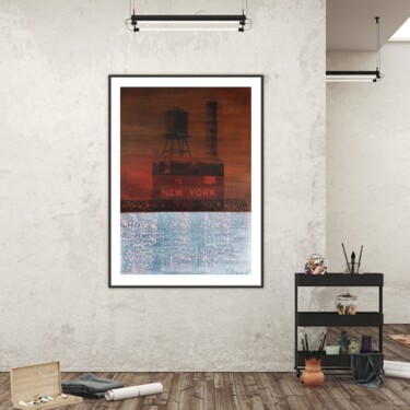 Gravures & estampes intitulée "Watertower New York" par Bart Van Zweeden, Œuvre d'art originale, Sérigraphie