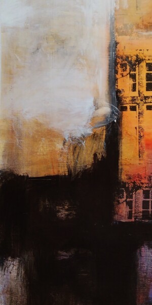 Картина под названием "Amsterdam houses" - Bart Van Zweeden, Подлинное произведение искусства, Масло