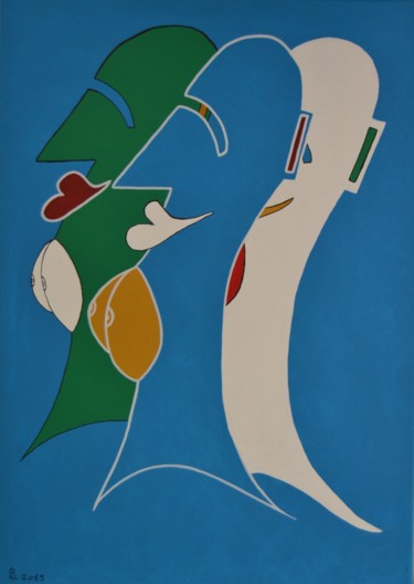 Peinture intitulée "Les trois moiselles" par Bernard Lefebvre, Œuvre d'art originale, Acrylique Monté sur Châssis en bois