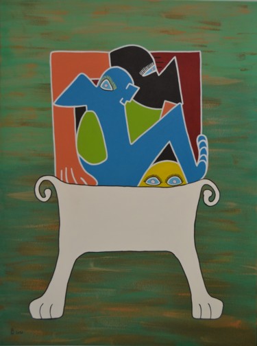 Pintura titulada "Le bain" por Bernard Lefebvre, Obra de arte original, Acrílico