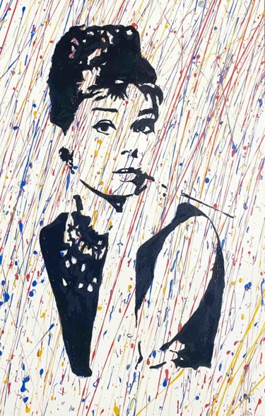 Painting titled "Audrey" by Barteu, Original Artwork, Acrylic Mounted on Wood Stretcher frame