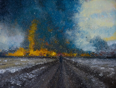 Malarstwo zatytułowany „Zima na Ukrainie II” autorstwa Bartłomiej Piszczek, Oryginalna praca, Olej