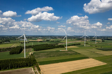 Photographie intitulée "Windmolens met zonn…" par Bart Stoutjesdijk, Œuvre d'art originale, Photographie numérique