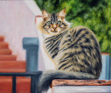 Malerei mit dem Titel "A cat from Mijas To…" von Básant, Original-Kunstwerk, Öl