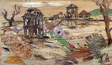 Ruined Structures Peinture intitulée "Ruined Structures" par Basant Soni, Œuvre d'art originale, Ruban adhésif