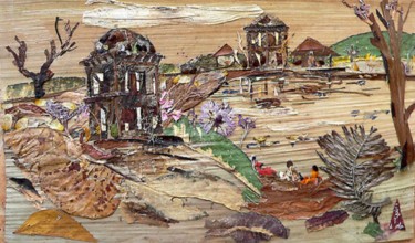 Painting titled "Ruined Structures" by Basant Soni, Original Artwork, Tape