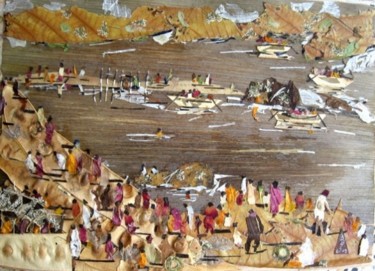 Peinture intitulée "'Carnival at River…" par Basant Soni, Œuvre d'art originale