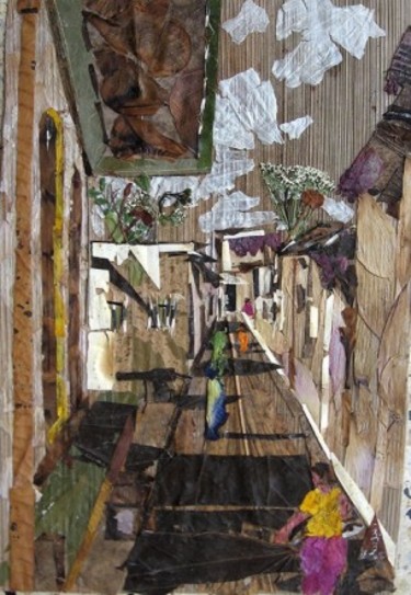 Collages intitulée "'Narrow street'" par Basant Soni, Œuvre d'art originale