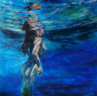 Painting titled "Underwater" by Basem Soliman, Original Artwork, Acrylic