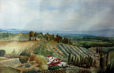 Ζωγραφική με τίτλο "Toscaans landschap" από Bas Huijgen, Αυθεντικά έργα τέχνης