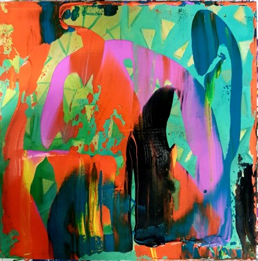 Schilderij getiteld "Funky Nassau" door Basia Kilian, Origineel Kunstwerk, Acryl Gemonteerd op Frame voor houten brancard