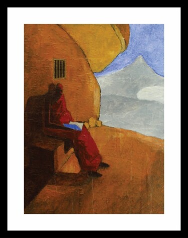 Pintura intitulada "Solitude - A Passio…" por Basil Cooray, Obras de arte originais, Acrílico Montado em Painel de madeira
