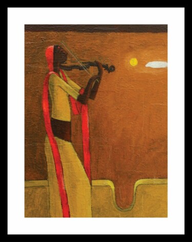 Painting titled "Loneliness - Serena…" by Basil Cooray, Original Artwork, Acrylic Mounted on Other rigid panel