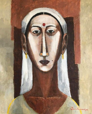 Painting titled "Beautiful Stranger…" by Basil Cooray, Original Artwork, Acrylic Mounted on Other rigid panel