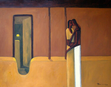 Peinture intitulée "A New Love - The Em…" par Basil Cooray, Œuvre d'art originale, Huile Monté sur Châssis en bois