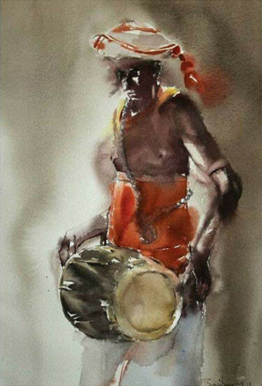Peinture intitulée "The Sound of Music…" par Basil Cooray, Œuvre d'art originale, Aquarelle Monté sur Autre panneau rigide