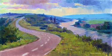 Painting titled "two rivers" by Basil Nikitin, Original Artwork, Oil