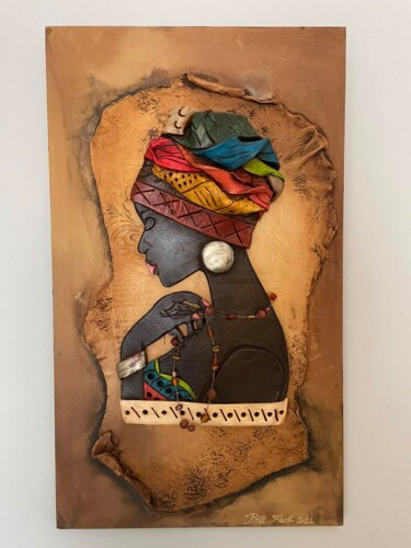 Γλυπτική με τίτλο "ΑΦΡΙΚΗ" από Βασιλειοσ Μαρκοπουλοσ, Αυθεντικά έργα τέχνης, Λάδι