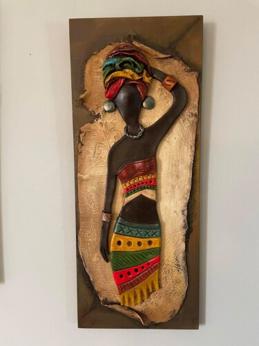 Sculpture titled "AFRICA" by Basileios Markopoulos, Original Artwork, Oil Mounted on Wood Stretcher frame