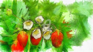 Dessin intitulée "strawberry-plant-wi…" par Basilo Enesto, Œuvre d'art originale