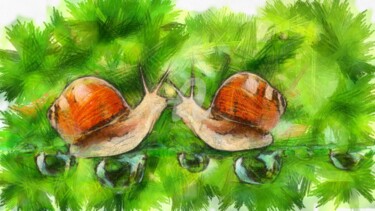Dessin intitulée "snails" par Basilo Enesto, Œuvre d'art originale