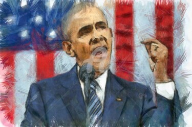 Dessin intitulée "obama-pencil.jpg" par Basilo Enesto, Œuvre d'art originale