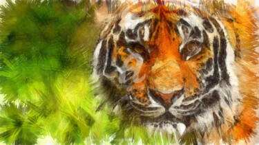 Dessin intitulée "tiger-pencil.jpg" par Basilo Enesto, Œuvre d'art originale
