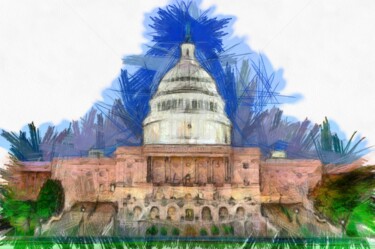 Drawing titled "capitol-u s a-penci…" by Basilo Enesto, Original Artwork