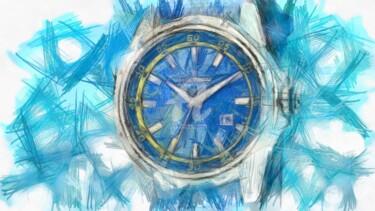 Drawing titled "blue-watch--pencil.…" by Basilo Enesto, Original Artwork