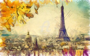 Drawing titled "eiffel-tower-paris-…" by Basilo Enesto, Original Artwork