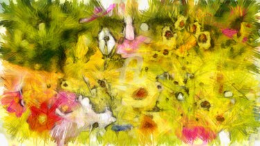 Drawing titled "flower-field-pencil…" by Basilo Enesto, Original Artwork