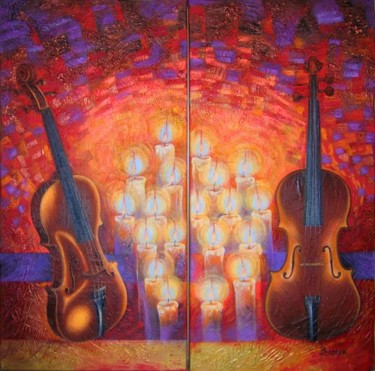Painting titled "The magic violins" by Natalia Basova, Original Artwork