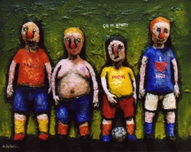 Scultura intitolato "Les footballeurs du…" da Burnel Philippe, Opera d'arte originale