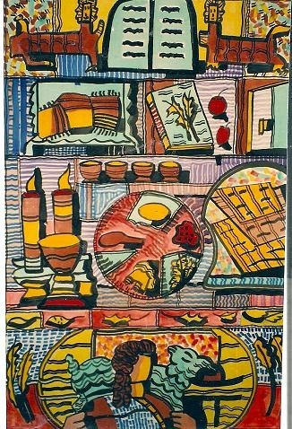 Painting titled "Seder plate- 32 by…" by Elliot Bassman, Original Artwork