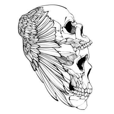 Arte digitale intitolato ""Skull #1"" da Bastián Calderón., Opera d'arte originale, Pittura digitale
