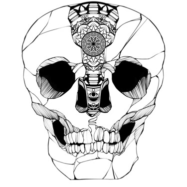「"Skull #2"」というタイトルのデジタルアーツ Bastián Calderón.によって, オリジナルのアートワーク, インク