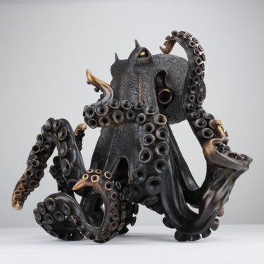 Скульптура под названием "Red Octopus" - Bastien Bonhomme, Подлинное произведение искусства, Бронза