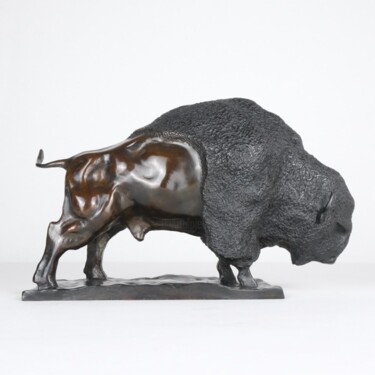 Sculpture titled "Bison Américain" by Bastien Bonhomme, Original Artwork, Bronze